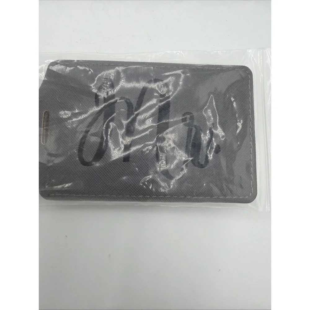 Mr & Mrs Luggage Tag SET Faux Leather Gray/White 4
